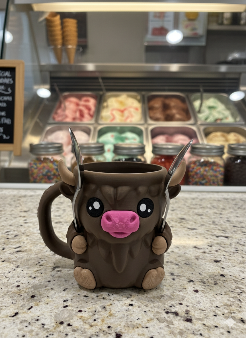 Highland Cow Pint Ice Cream Holder