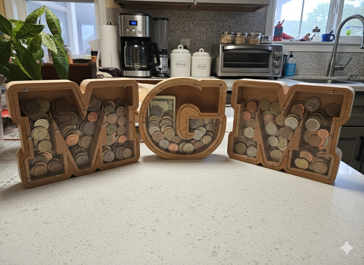 Personalized Wooden Initial Bank - Custom Letter Money Bank for Kids & Adults