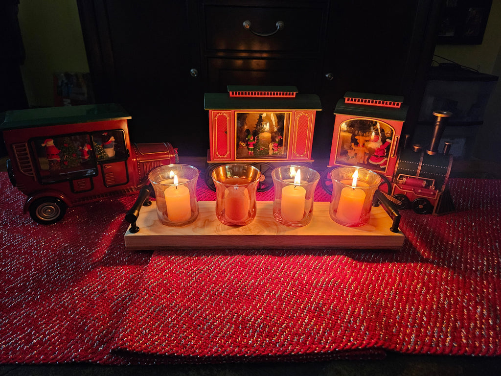 Beautiful hardwood tea lights and coasters'