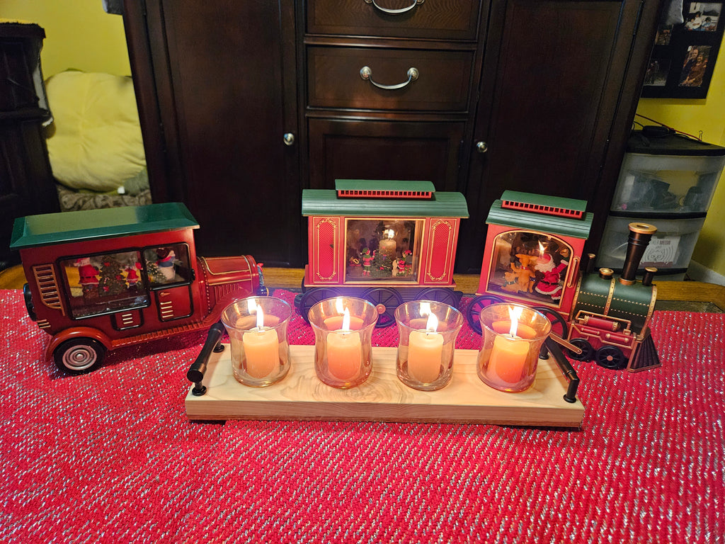 Beautiful hardwood tea lights and coasters'