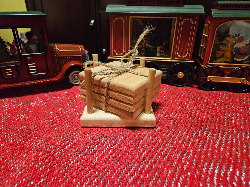 Beautiful hardwood tea lights and coasters'