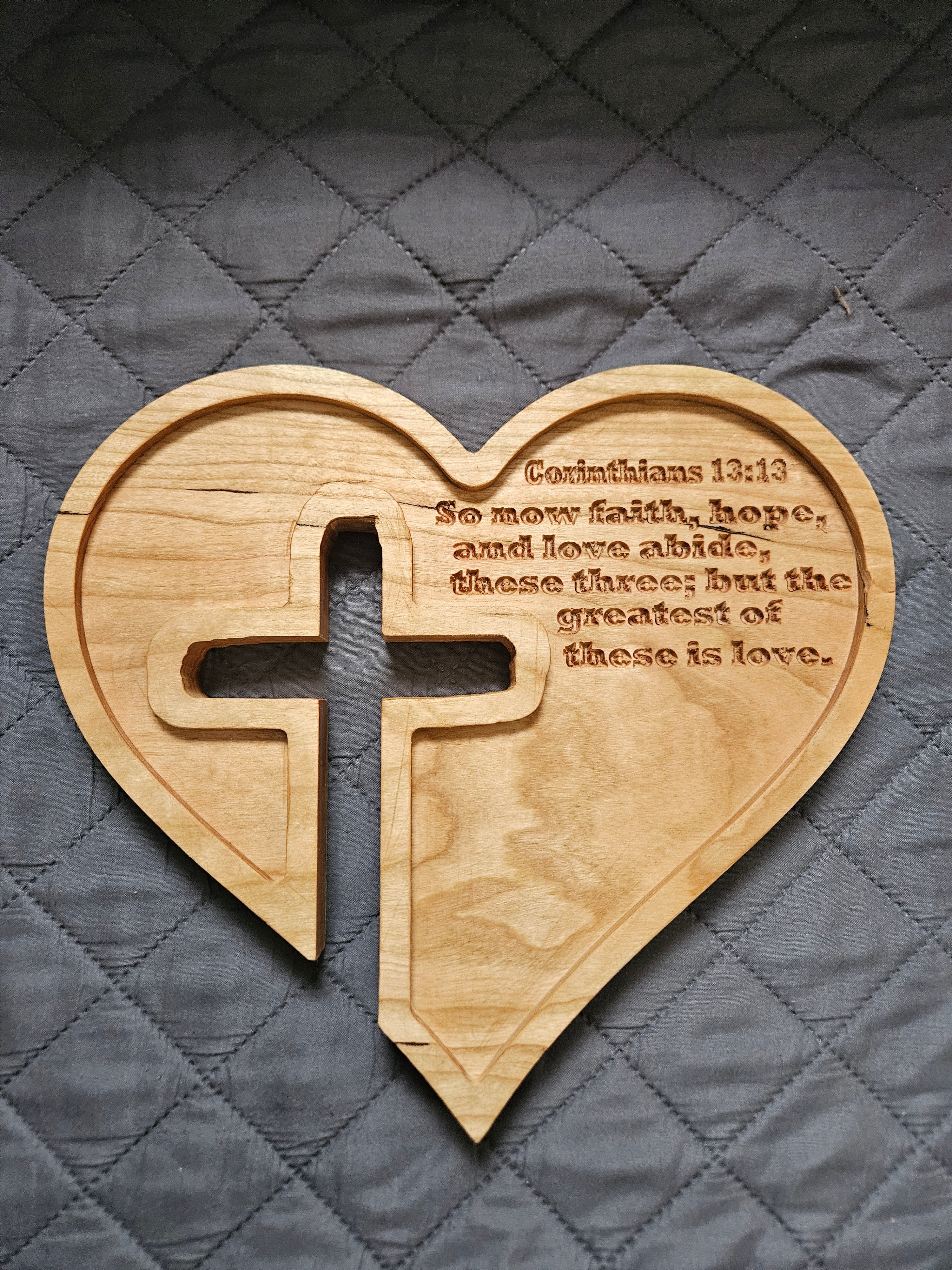 heart-shaped cross Bible verse wall sign