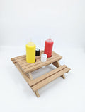 Mini condiment and paper towel picnic tables